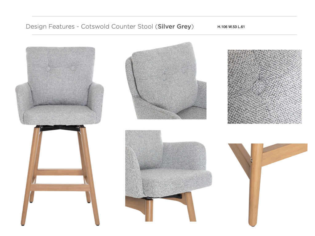 Cotswold Fabric Counter Stool Set of 2