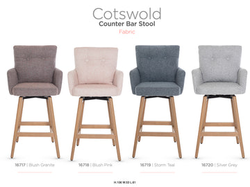 Cotswold Fabric Counter Stool Set of 2