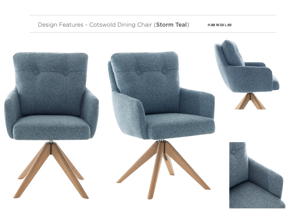 Cotswold Fabric Dining Chair Set of 2