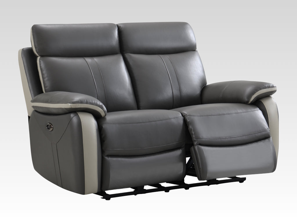 Covington Full Leather Electric Recliner Suite - Dark Grey