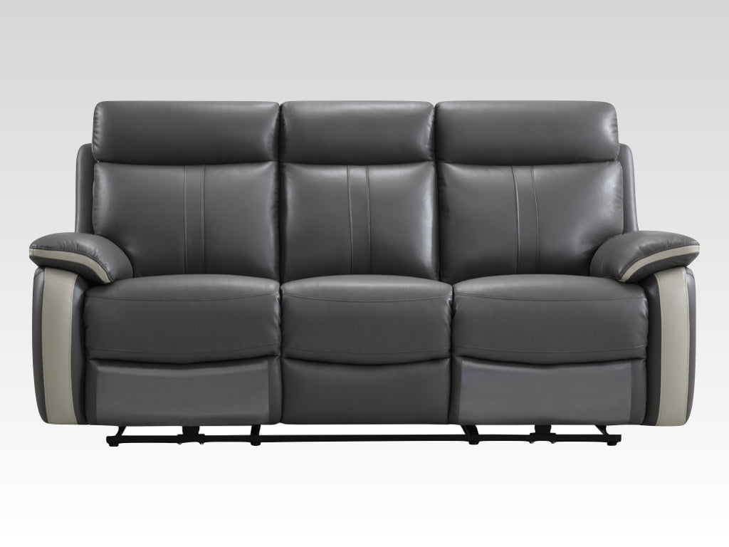 Covington Full Leather Electric Recliner Suite - Dark Grey