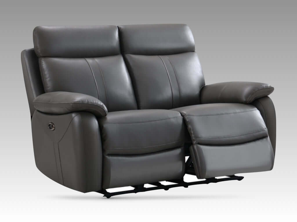 Covington Full Leather Electric Recliner Suite - Dark Grey