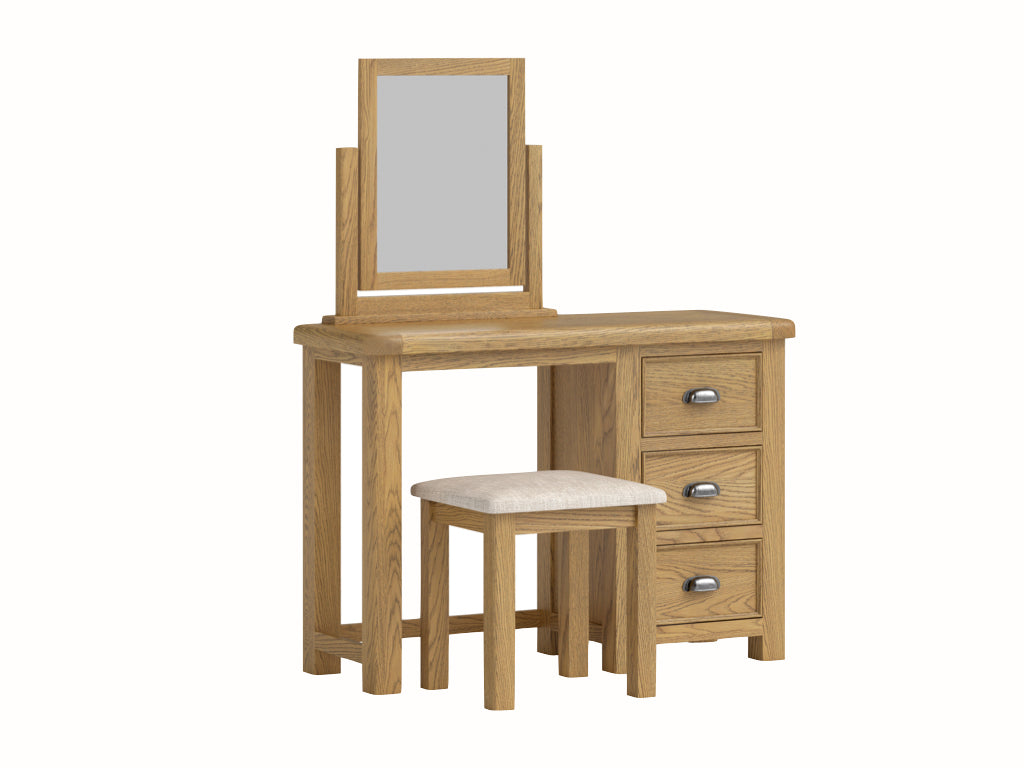 Dorchester Oak Dressing Table, Stool & Vanity Mirror
