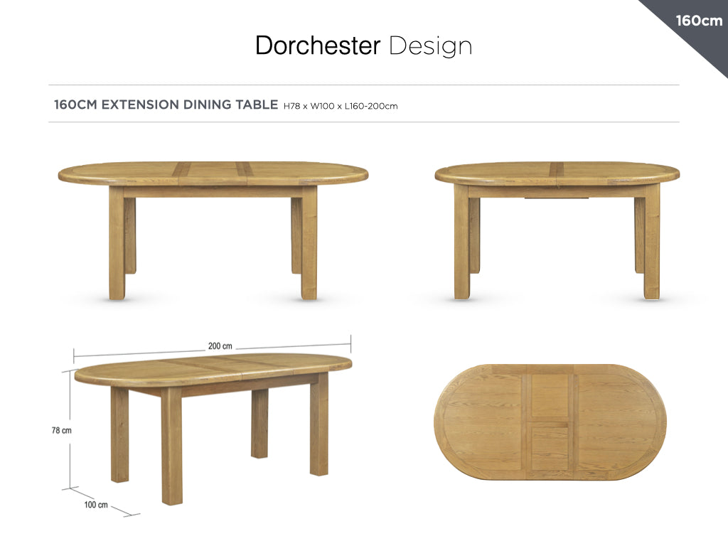 Dorchester Oak Dining Set Including Extendable 160-200cm Table and 6 Chairs