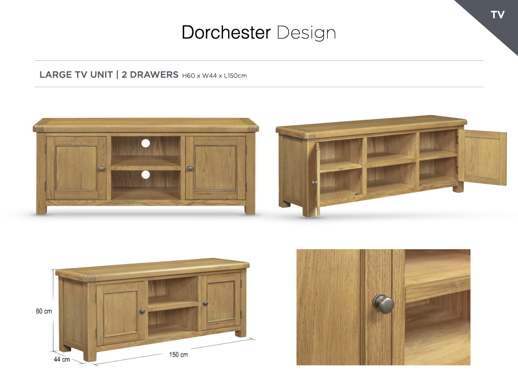Dorchester Oak Large TV Unit with 2 doors 