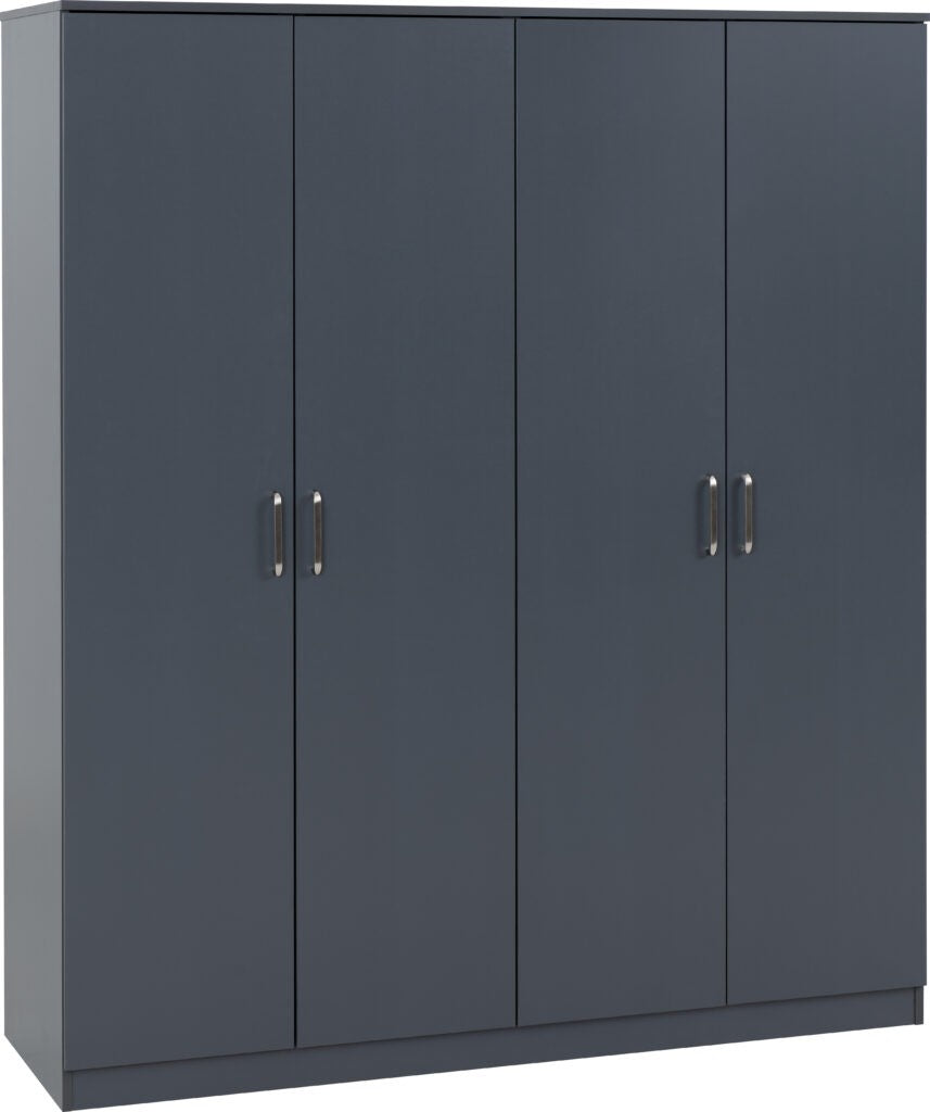Dakota 4 Door Wardrobe - Dark Grey