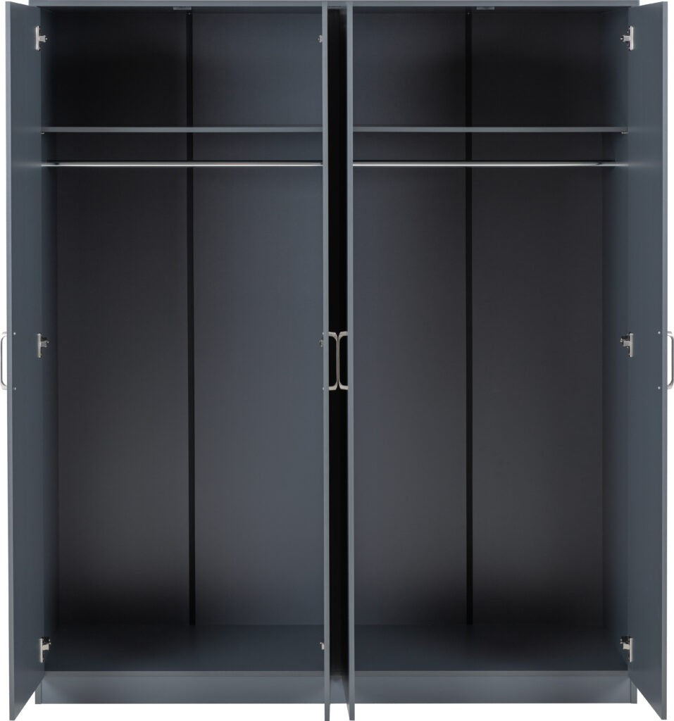 Dakota 4 Door Wardrobe - Dark Grey