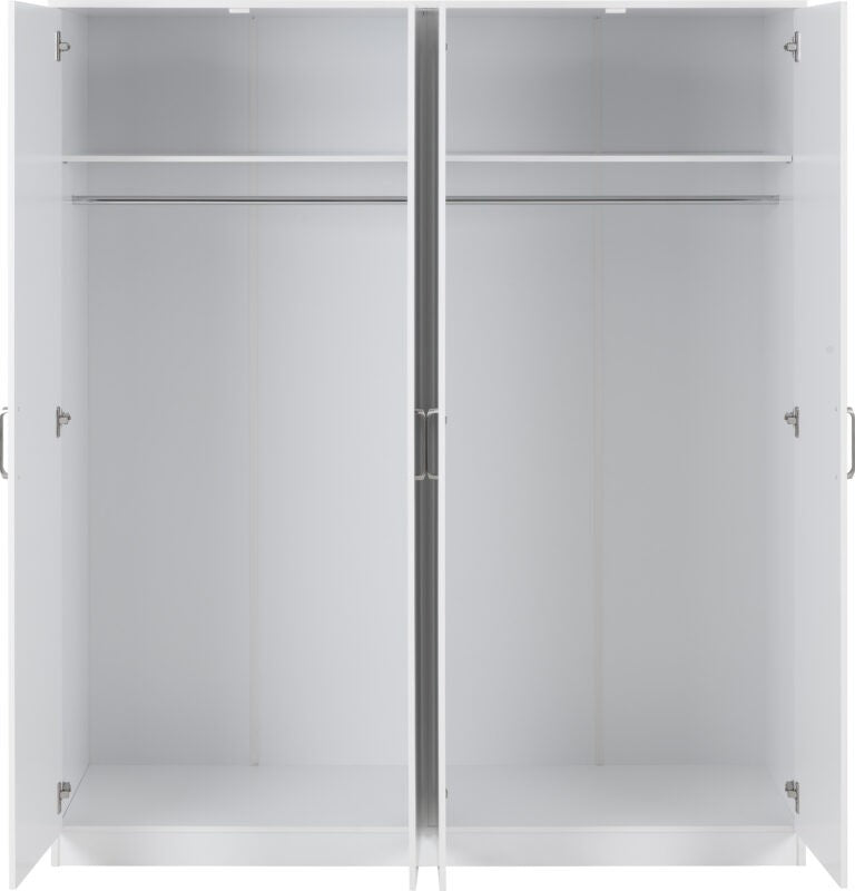 Dakota 4 Door Wardrobe - White