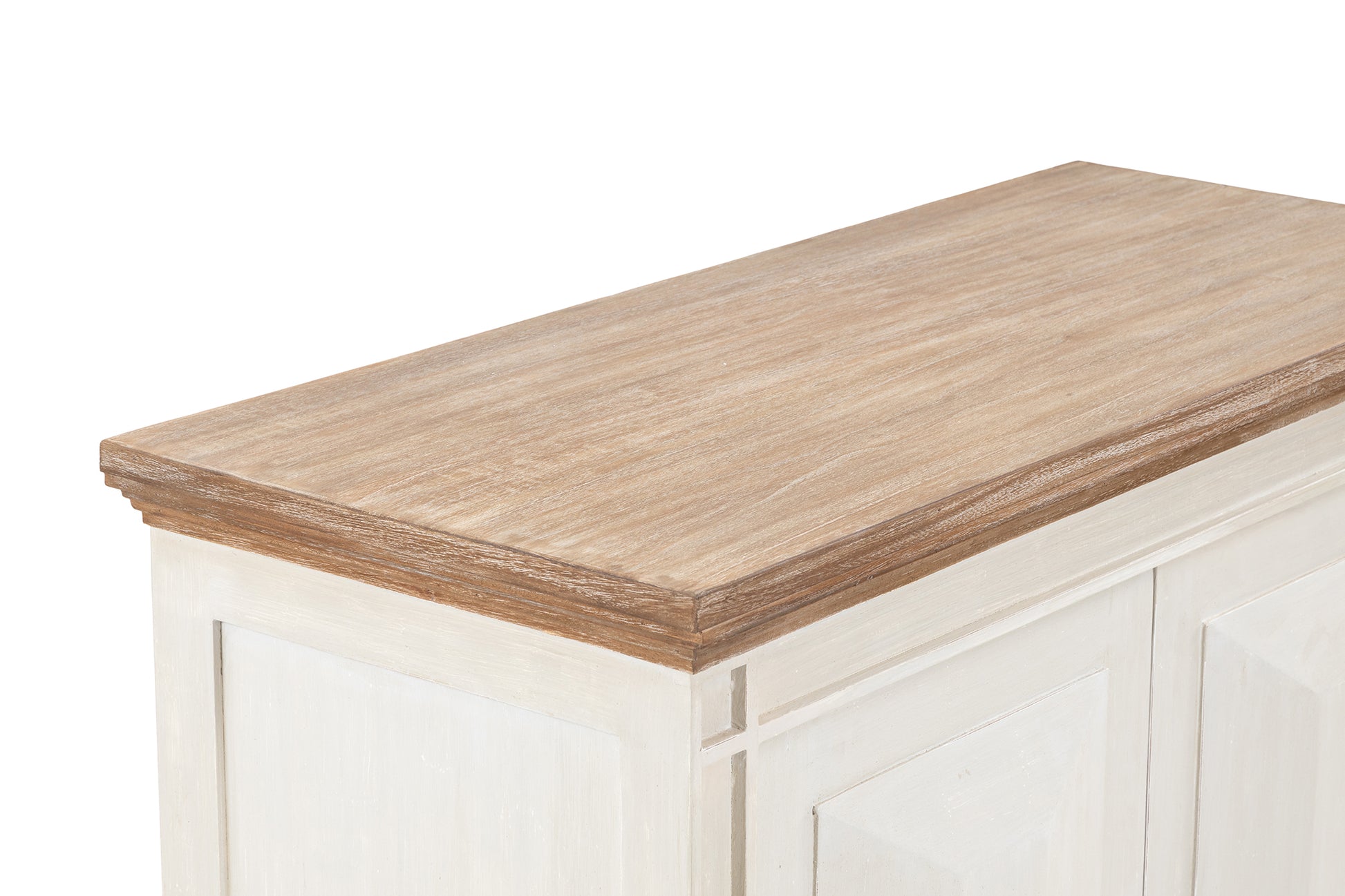 Devon 2 Door Chest - Rustic White /Oak Wash Top