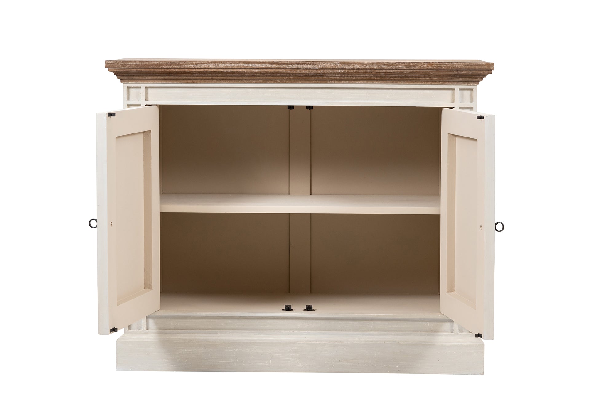 Devon 2 Door Chest - Rustic White /Oak Wash Top