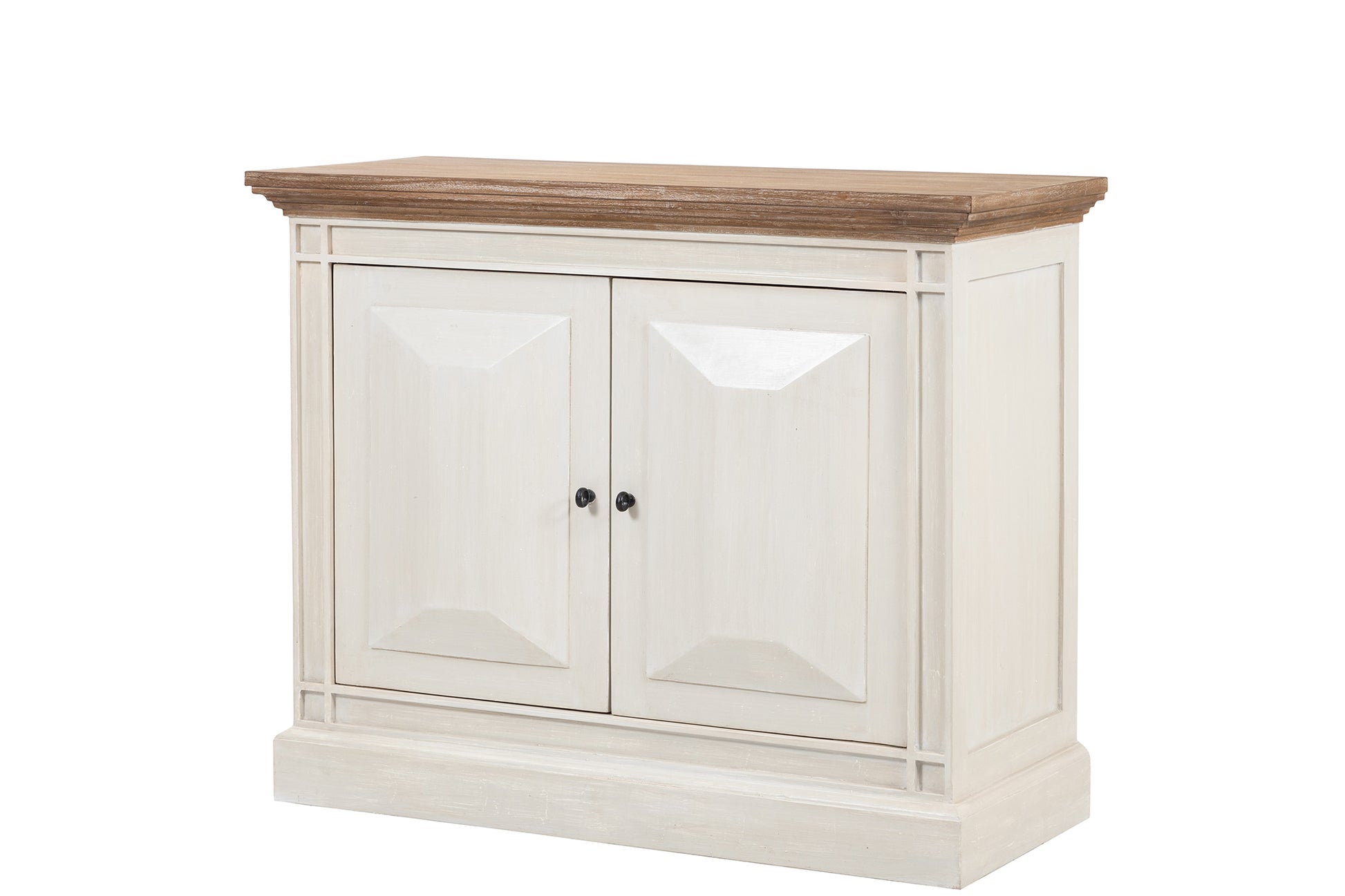 Devon 2 Door Chest - Rustic White /Oak Wash Top