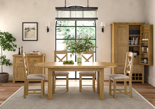Dorchester Oak Dining Set Including Extendable 160-200cm Table and 6 Chairs