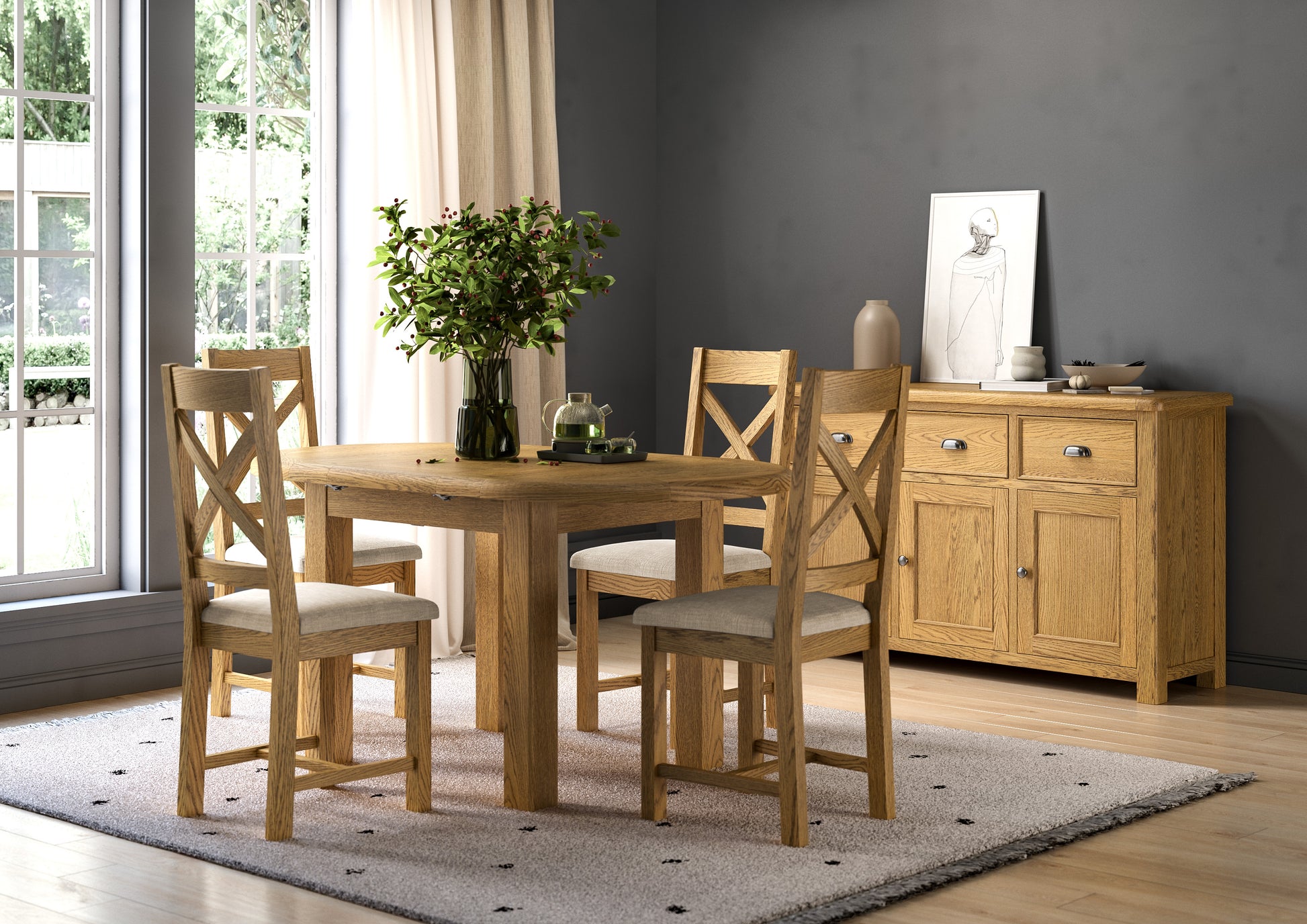Dorchester Oak 120-160cm Oval Extension Table
