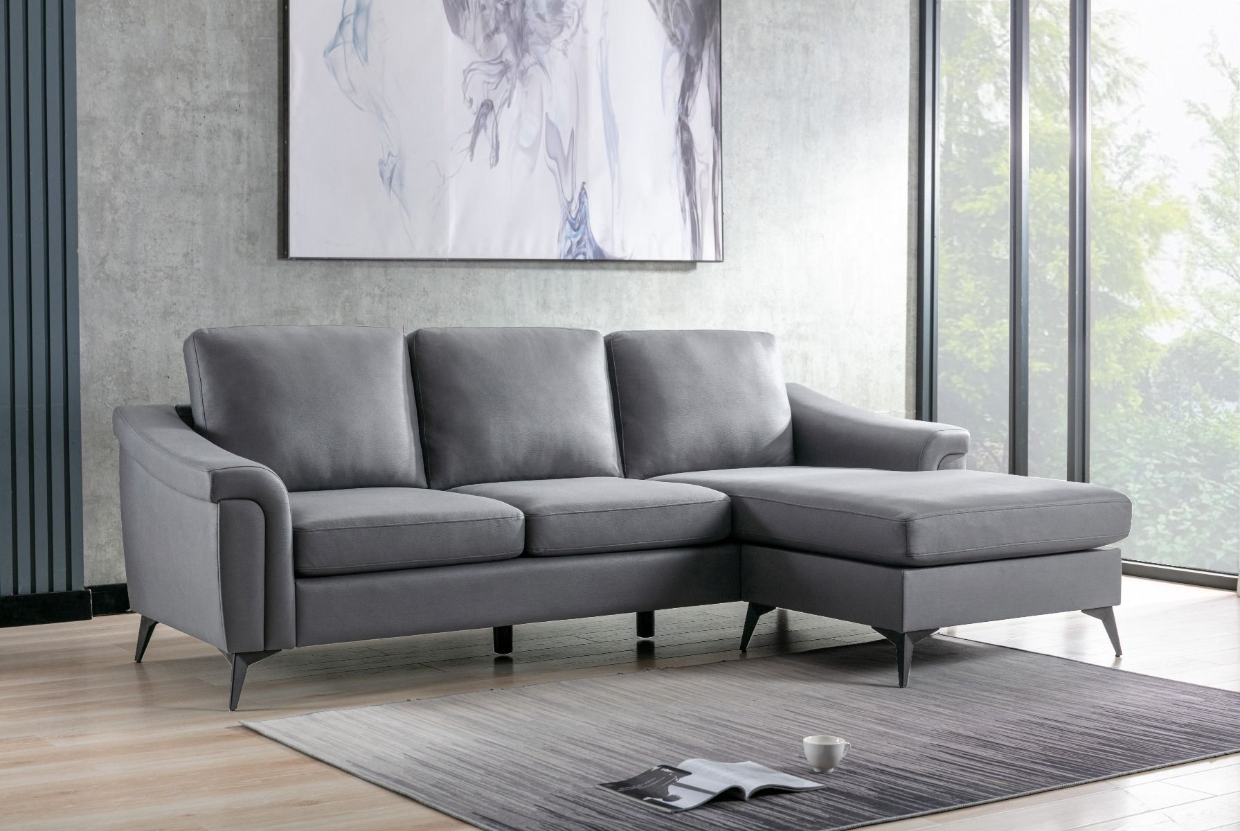 Douglas Corner Sofa-Leather Air-Grey