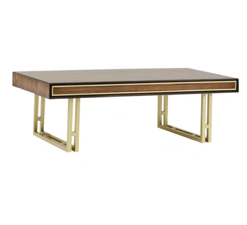 Dubai Coffee Table – Walnut Finish with Gold Accents