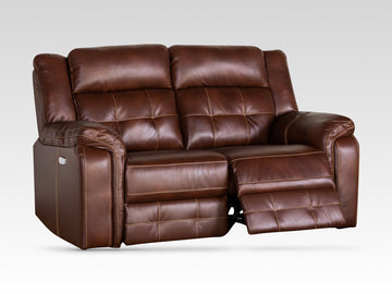 Ellesmere 2 Seater Elec Sofa Leather Brown