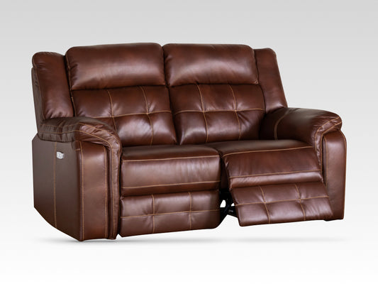 Ellesmere 2 Seater Electric Recliner Leather - Brown