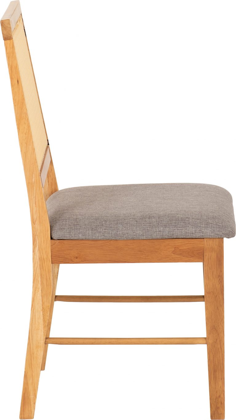 Ellis wooden chair with a gray cushion on a white background