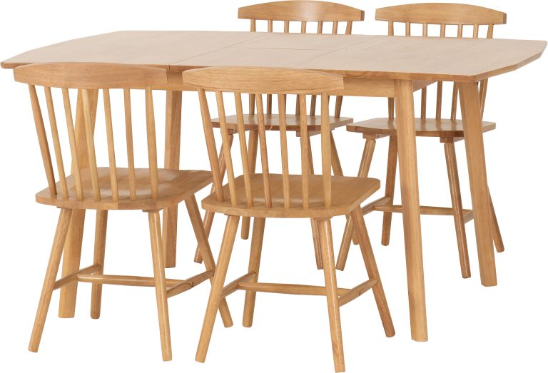 Emery Extending Dining Set With 4 Chairs- Natural Oak Effect
