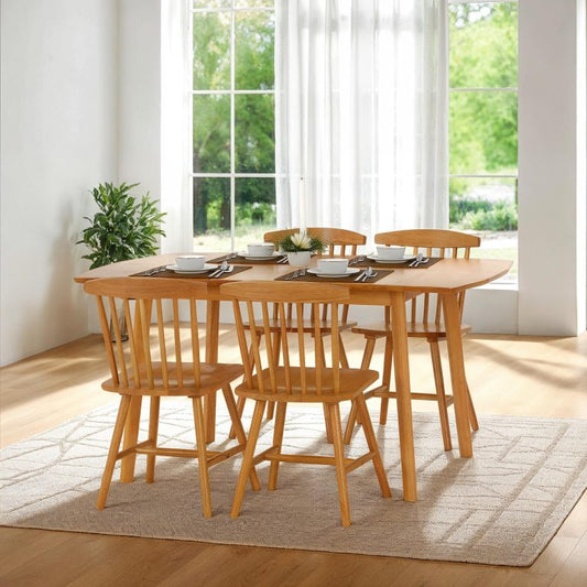 Emery Extending Dining Set With 4 Chairs- Natural Oak Effect