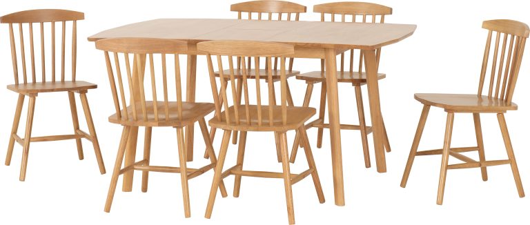 Emery Extending Dining Set With 6 Chairs- Natural Oak Effect