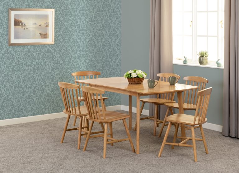 Emery Extending Dining Set With 6 Chairs- Natural Oak Effect