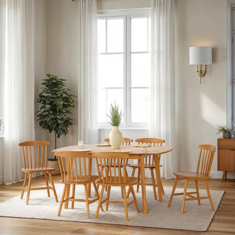 Emery Extending Dining Set With 6 Chairs- Natural Oak Effect