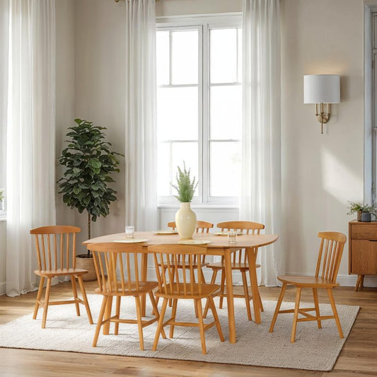 Emery Extending Dining Set With 6 Chairs- Natural Oak Effect