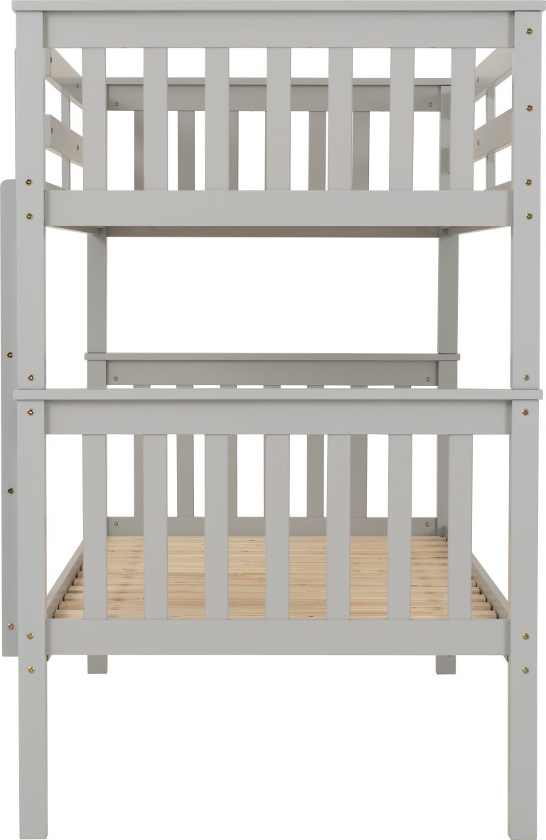 Erin grey wooden bunk bed with a white background