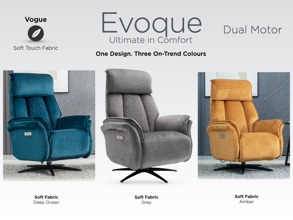 Evoque Swivel Electric Dual Motor Armchair - Amber