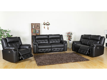 Ellesmere 3+1+1 Electric Recliner Suite Leather - Black