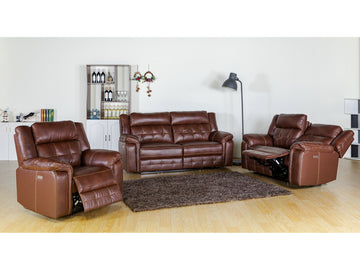 Ellesmere 3+1+1 Electric Recliner Suite Leather - Brown