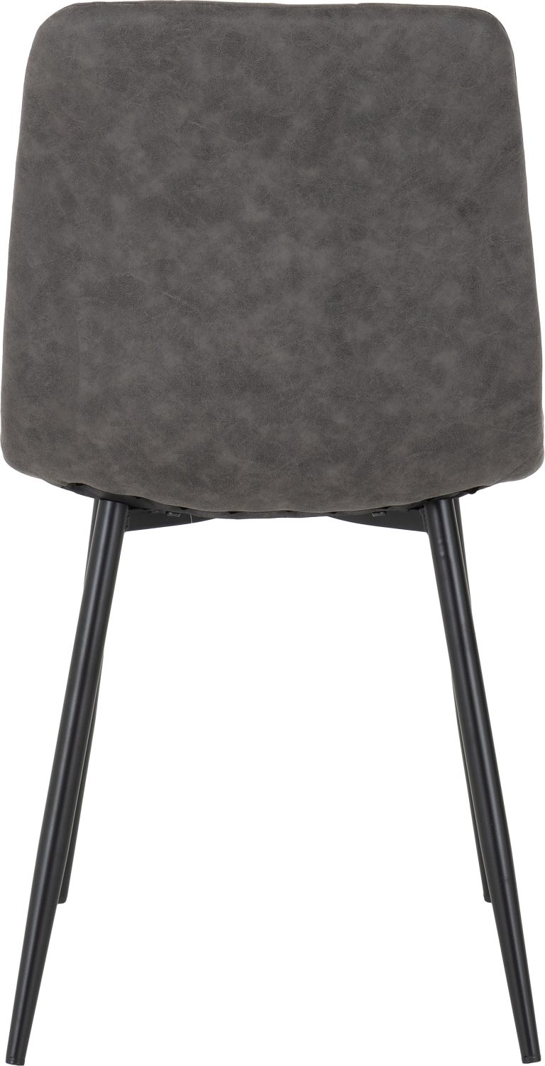 Fenton Dining Set With 4 Chairs- White Marble Stone Effect Table & Dark Grey Suede Fabric Chairs