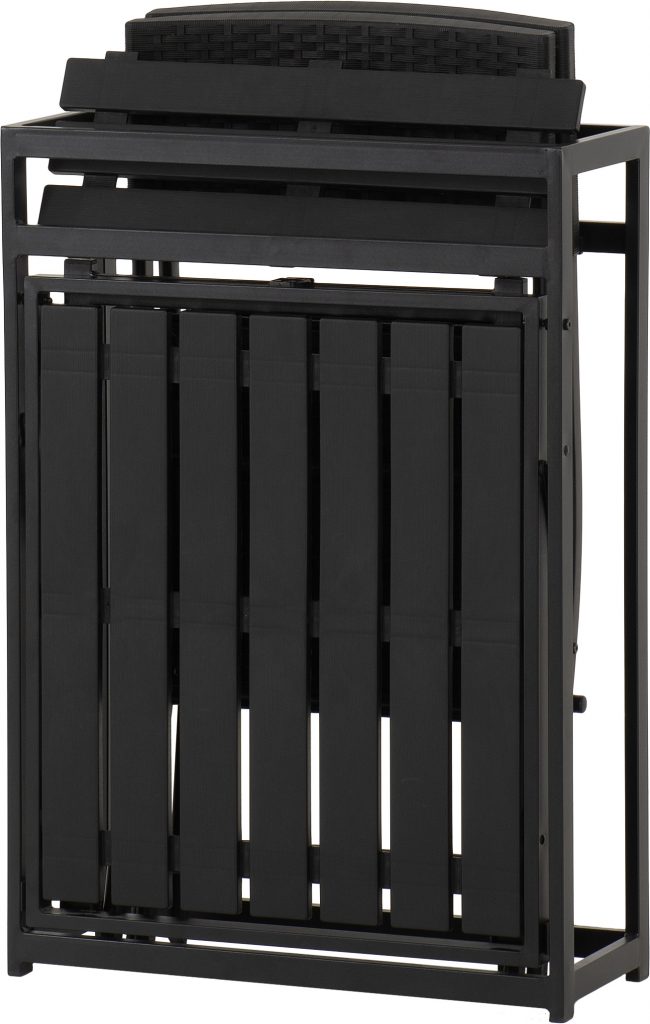 Black metal outdoor dining set on a white background