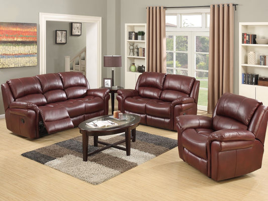 Farnham 3+2 Seater Sofa Suite Leather Aire - Burgundy