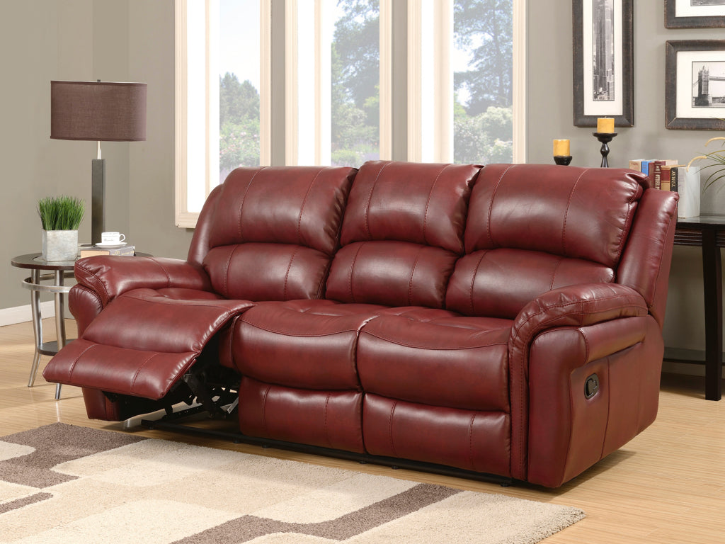 Farnham 3 Seater Leather Aire -  Burgundy