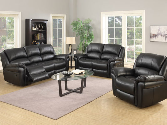 Farnham 3+1+1 Sofa Suite Leather Aire - Black