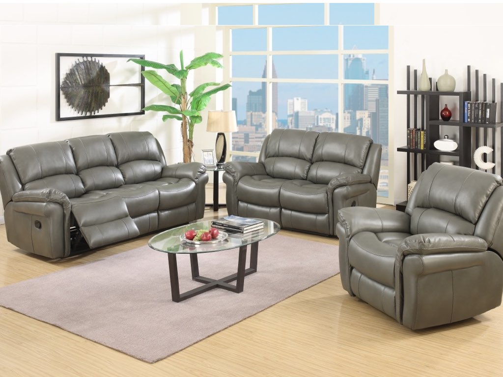 Farnham 3+1+1 Sofa Suite Leather Aire - Grey