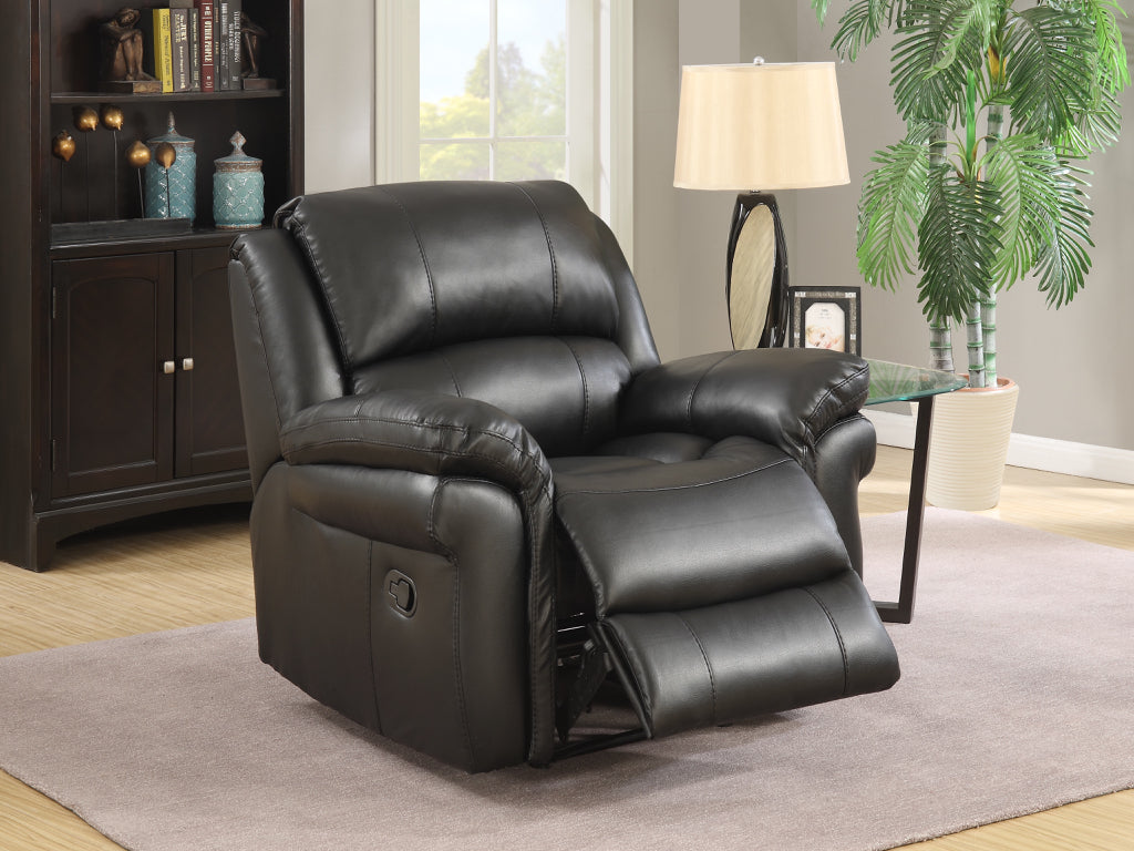 Farnham Reclining Chair Leather Aire -  Black