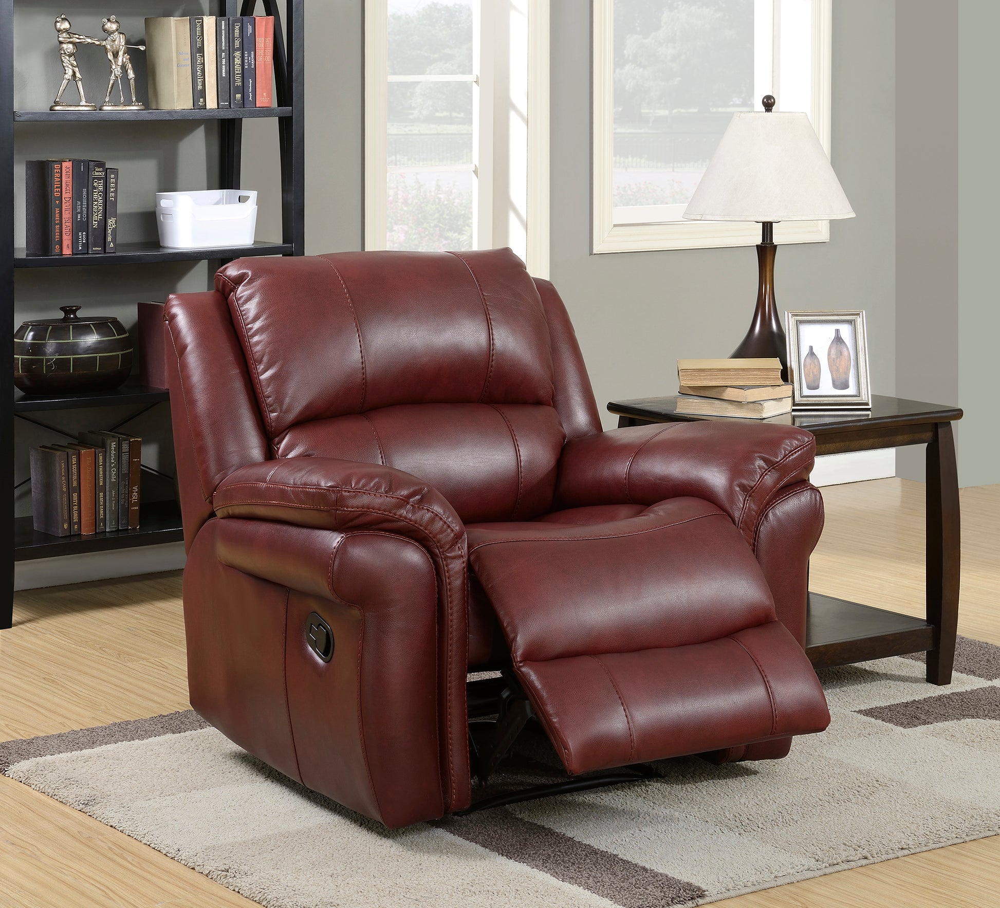 Farnham 3+1+1 Sofa Suite Leather Aire - Burgundy