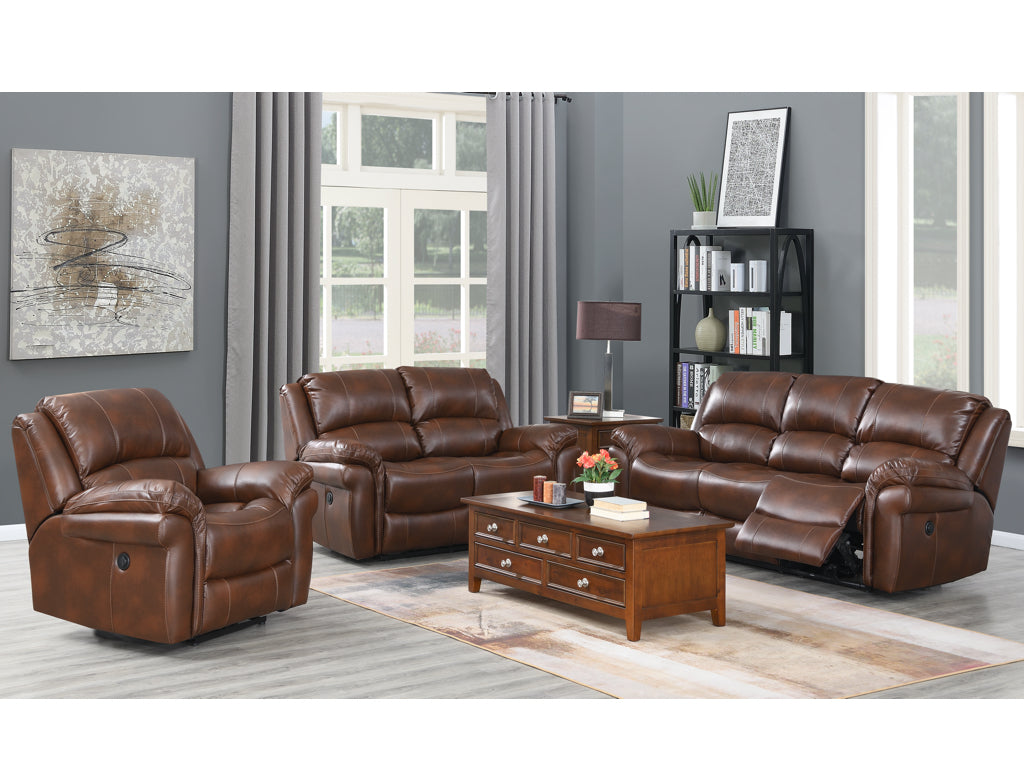 Farnham Electric Recliner Sofa Leather Aire - Tan