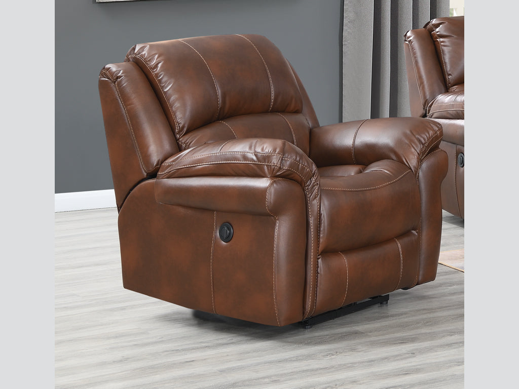 Farnham Electric Recliner Sofa Leather Aire - Tan