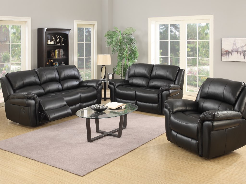 Farnham LA 3+2 Suite -  Black Leather Air