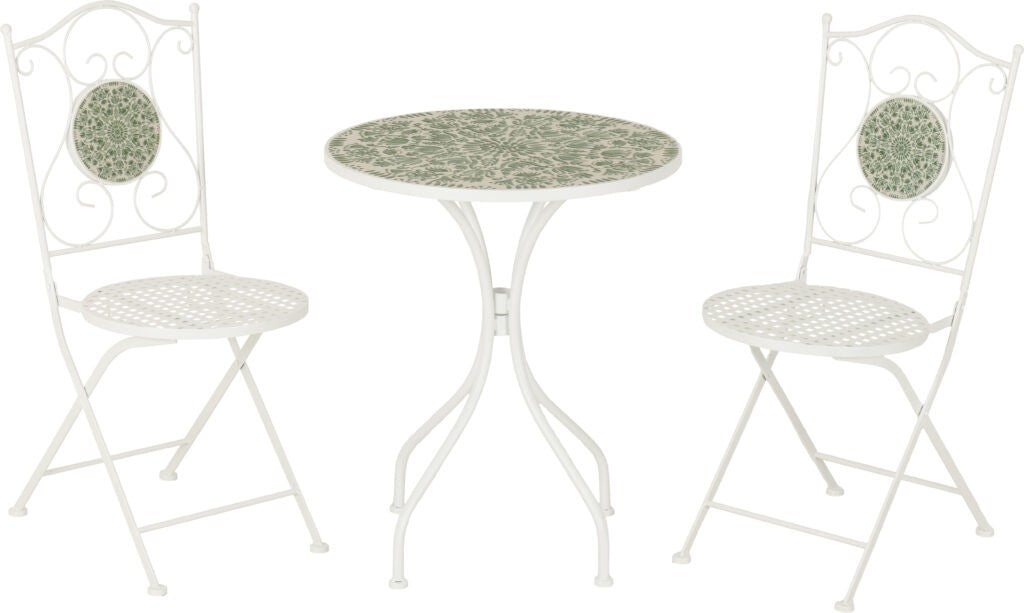 Ferne Patio Dining Set - White/Green Leaf