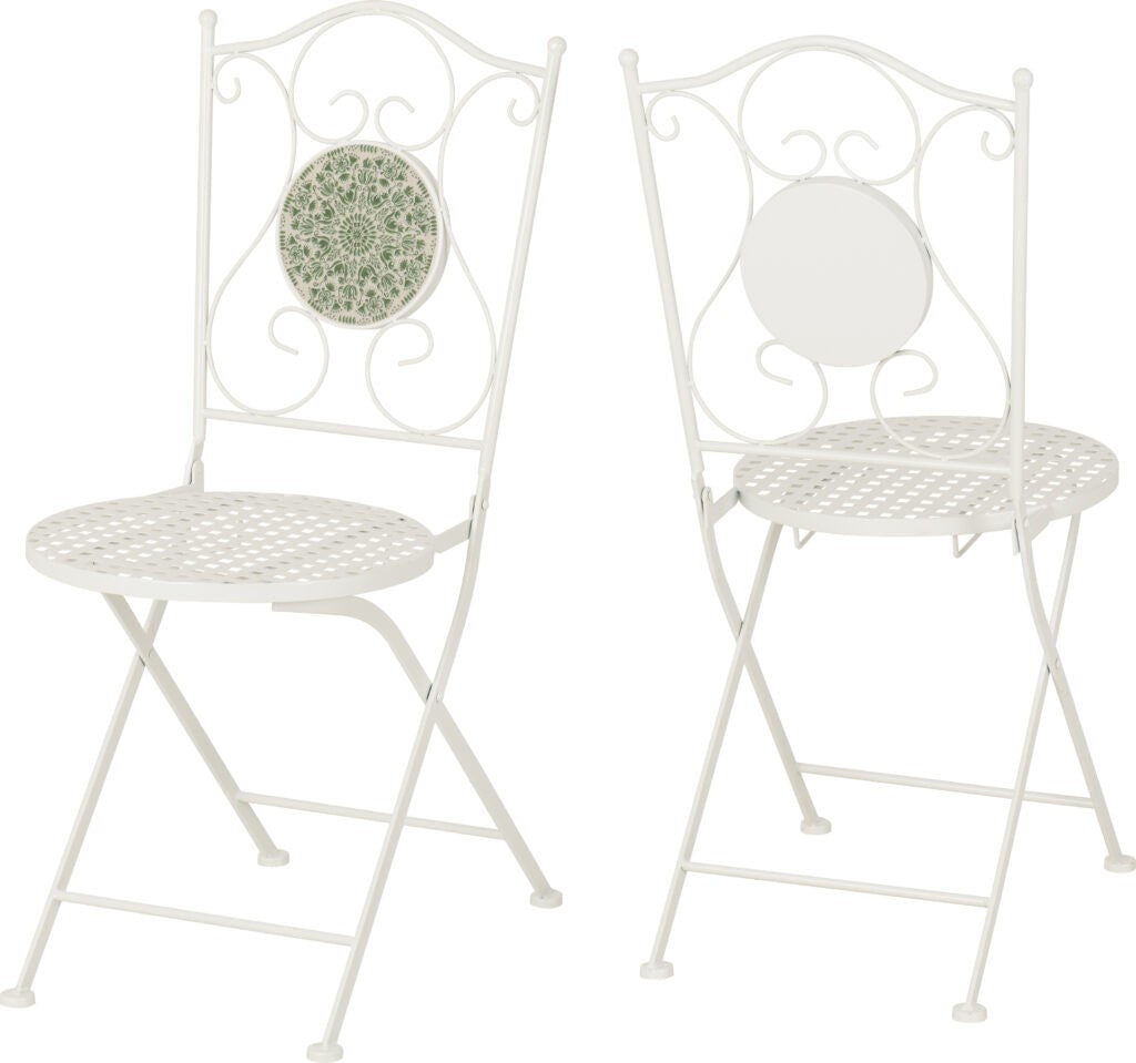 Ferne Patio Dining Set - White/Green Leaf