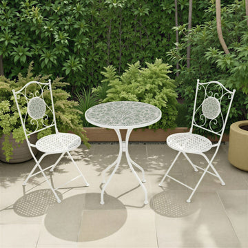Ferne Patio Dining Set - White/Green Leaf