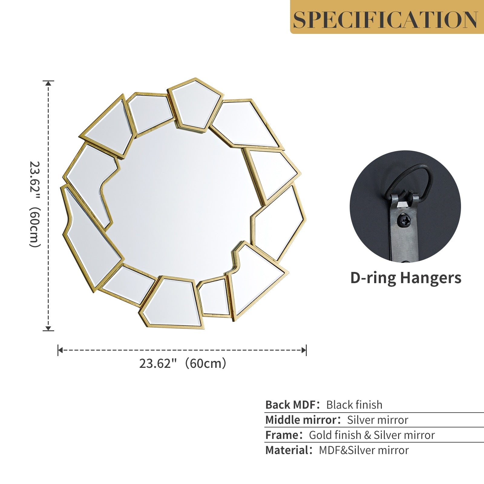 GD002 Gold Geometric Wall Mirror