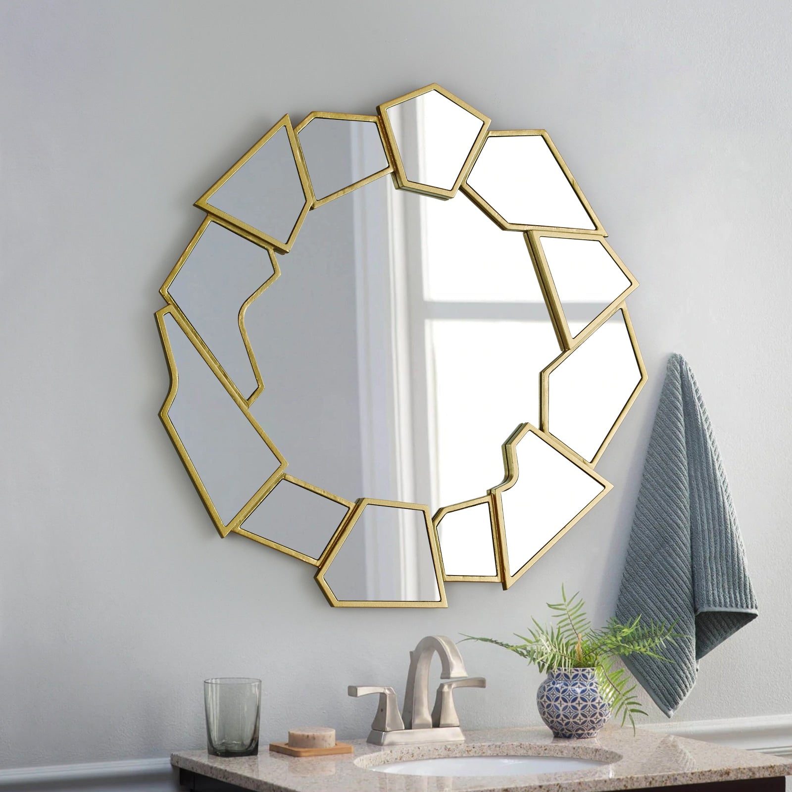 GD002 Gold Geometric Wall Mirror
