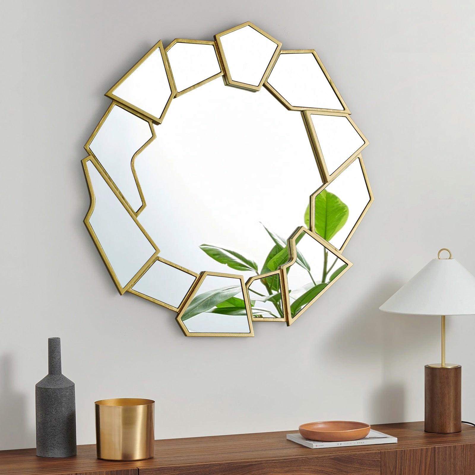GD002 Gold Geometric Wall Mirror