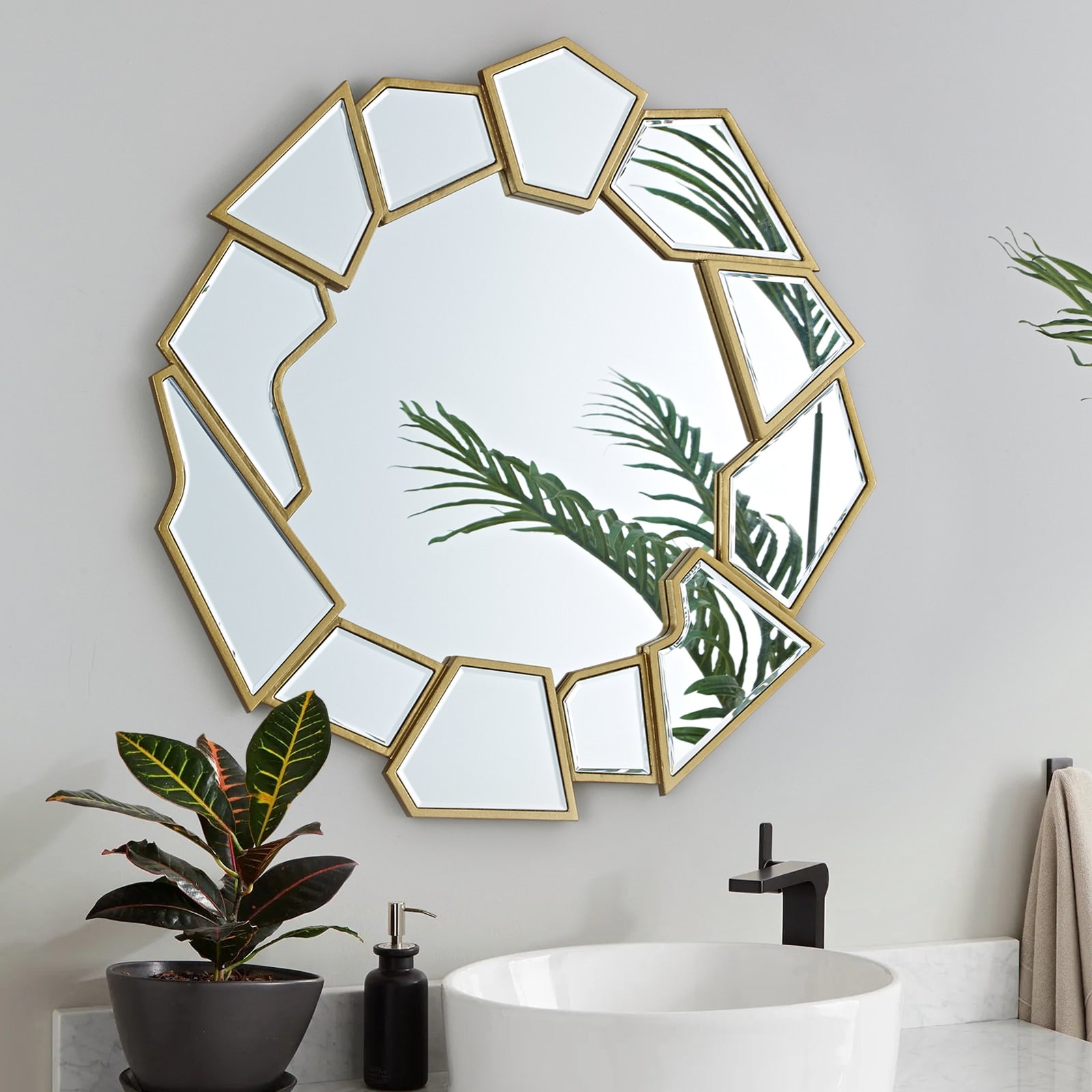 GD002 Gold Geometric Wall Mirror